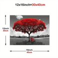 thumbnail image 1 of 1pc Tree Landscape Wall Art Canvas Lake Moon Painting Red And Black Scenery Picture, Modern Nature Artwork For Living Room Bedroom Bathroom Home Office Wall, No Frame 12x16inch 16x24inch, 1 of 4