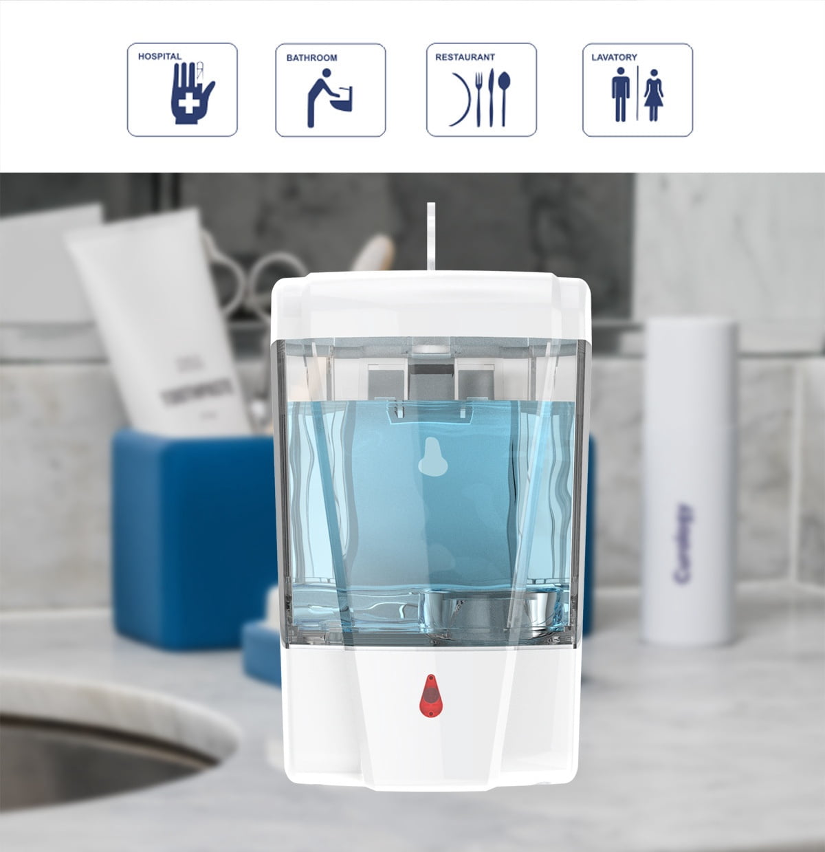 2 Pack Automatic Soap Dispenser 23.7 oz / 700 ml, Wall Mounted Touchless Sensor Soap Dispenser for Bathroom, Kitchen, Office and Commercial Use