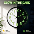 thumbnail image 2 of Sanmadrola Wall Clocks Battery Operated,12 inch Silent Non Ticking Modern Wall Clock for Living Room Bedroom Kitchen Office Classroom Decor Glass Front Glow In The Dark Black, 2 of 6