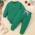 thumbnail image 2 of TAIAOJING Fall/Winter Baby Boy Girl Clothes Winter Long Sleeve Solid Thickened Warm Romper Tops Pants 2PCS Set Bodysuit Outfits 0-3 Months, 2 of 7
