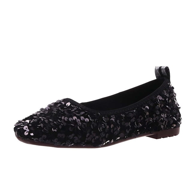 KIHOUT Chaussures Plates d'Été pour Femmes, Chaussures Mode pour Dames à Bout Pointu avec Décoration en Paillettes, Chaussures Plates Décontractées et Confortables