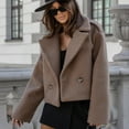 thumbnail image 4 of Manteau Court en Laine Mélangée pour Femmes, Col à Revers, Veste d'Hiver Courte, 4 of 5