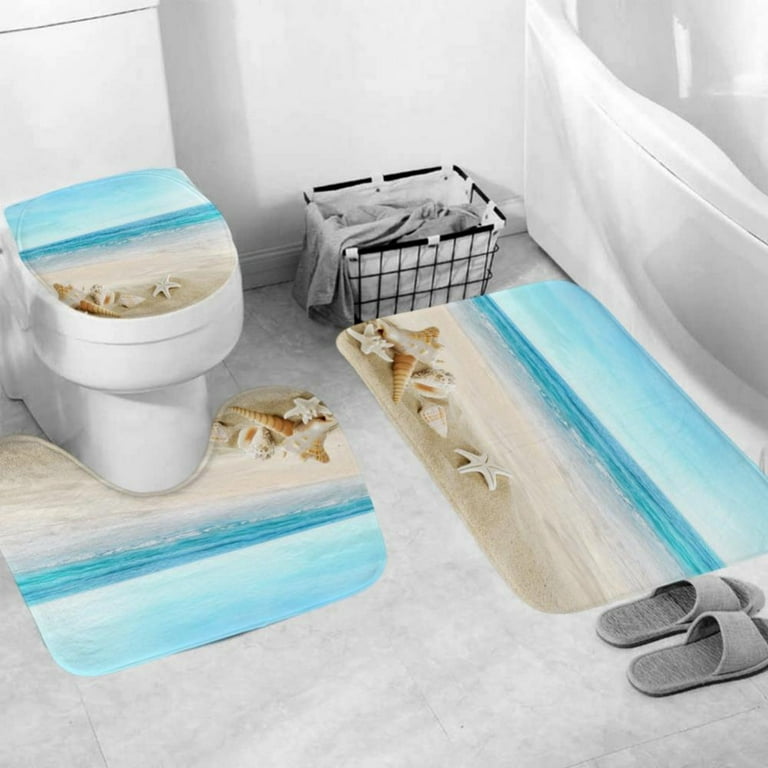 3pcs/set Light Grey Tie Dye Long Plush Toilet Seat Cover And Two Floor Mats  Set, Non-slip Bath Rug Combination