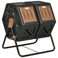 thumbnail image 2 of Outsunny Rotating Composter, 34.5 Gallon Dual Chamber Compost Bin with Ventilation Openings and Steel Legs, 2 of 9
