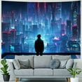thumbnail image 4 of PRATYUS Punk Cityscape Tapestry Skyscrapers Skyline 3D Urben Building Neon Lights Night Wall Hanging Tapestries Flannel for Bedroom Living Room  60x50inch, 4 of 6