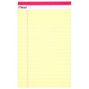 Mead Junior Legal Pads, 5" x 8", Canary Yellow, 4 Pack