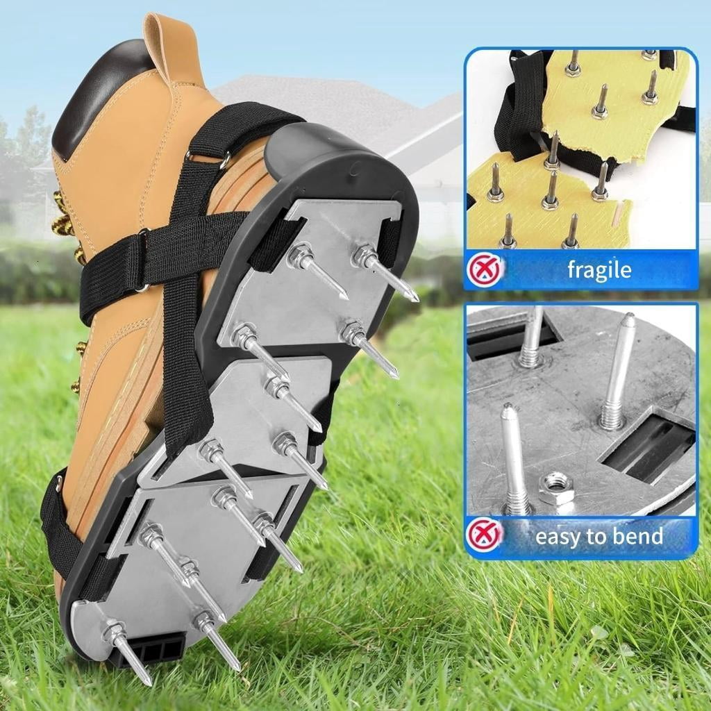 Lawns Aerator Shoes Garden Aerating Sandals With Reinforced Spikes And Digging Tool For Compacted Soil