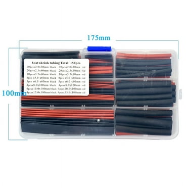 150 Pcs Heat Shrink Tubing Boxed Heatshrink Black and Red