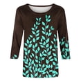 thumbnail image 4 of YUGYXL Women's 3/4 Sleeve Tshirts Plus Size Tops Lounge Flower Print Shirts Dressy Crew Neck Comfy Blouse Ladies Soft Tunics Tees Outdoor Clothes, 4 of 5