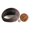 thumbnail image 4 of balikha Cat Basket Bed Cat House Imitation Rattan Kitten Sleeping Bed All Seasons with Removable Cushion Round Small Dog Bed Cat Nest dark brown, 4 of 9