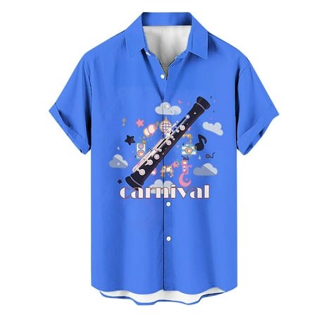 PMUYBHF Mode Printemps et Été pour Hommes Chemise à Manches Courtes Imprimée Guitare Musicale 2737 TG