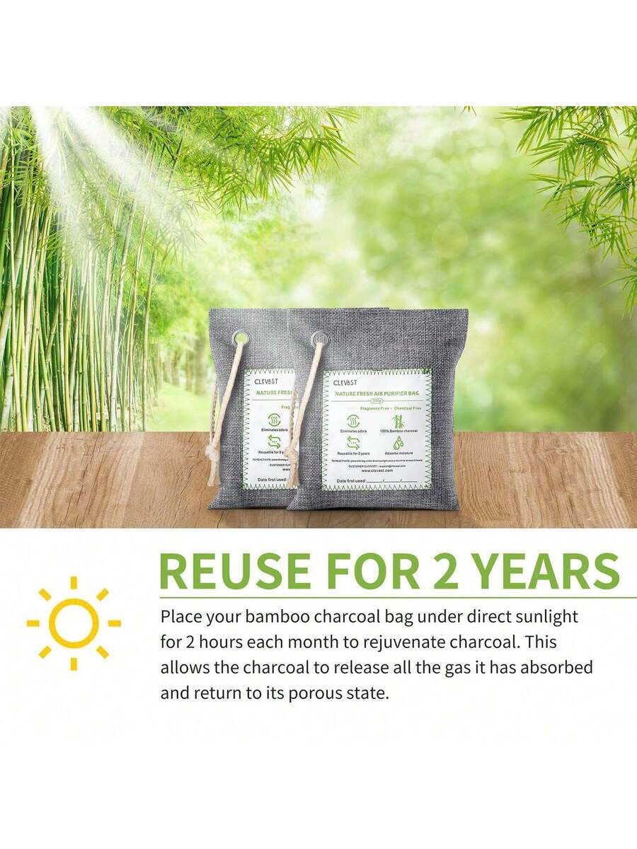 Bamboo Charcoal Air Purifying Bags (14 Pack), Natural Odor Absorber and Moisture Remover for Home, Closet, Car, and Shoes, 2x200g & 12x50g Charcoal Deodorizer Bags, Unscented & Eco-Friendly