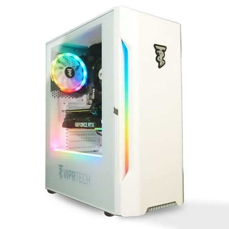 ViprTech Rebel Gaming PC Desktop Computer - AMD Ryzen 5 2600 (12-LCore 3.9Ghz), NVIDIA RTX 3060 12GB, 32GB DDR4 3200 RAM, 1TB NVMe SSD, VR-Ready, Streaming, RGB, Windows 11 Pro, White