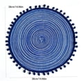 thumbnail image 3 of HHJZPR Round Pom Pom Woven Placemat, 14.96in Hand Braided Heat Resistant Table Charger Mat, Decorative Circular Dining Table Coaster for Home Kitchen Restaurant Party Decor, 3 of 5