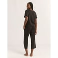 thumbnail image 5 of Joyspun Women's French Terry Short Sleeve Top and Capri Pants Set, 2-Piece, Sizes XS-3X, 5 of 5