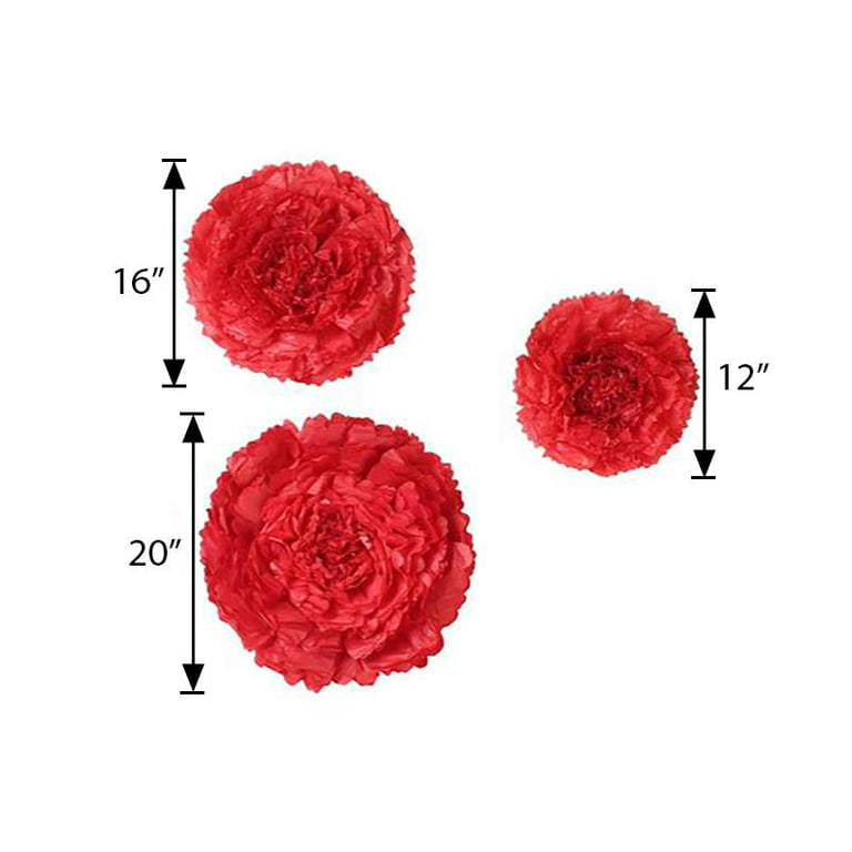 BalsaCircle 6 Pieces 12 16 20 Red Carnations Large Tissue Paper