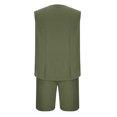 thumbnail image 3 of Snorda Men's Solid Color Button-Up Waistband Tank Shorts Two-Piece Crew-Neck Tank Suit, 3 of 4