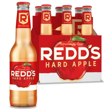 Redd's Hard Apple , 6 Pack, 12 fl oz Glass Bottles, 5% ABV