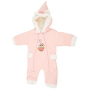 Baby Winter Clothing Warm Cotton?Like Climbing Printing Long?Sleeved Winter JumpsuitsPink 90cm