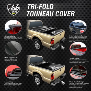 KO Speed Soft Tri-Fold Tonneau Cover For 1989-2004 Toyota Pickup Tacoma – 6Ft Bed, Black Vinyl