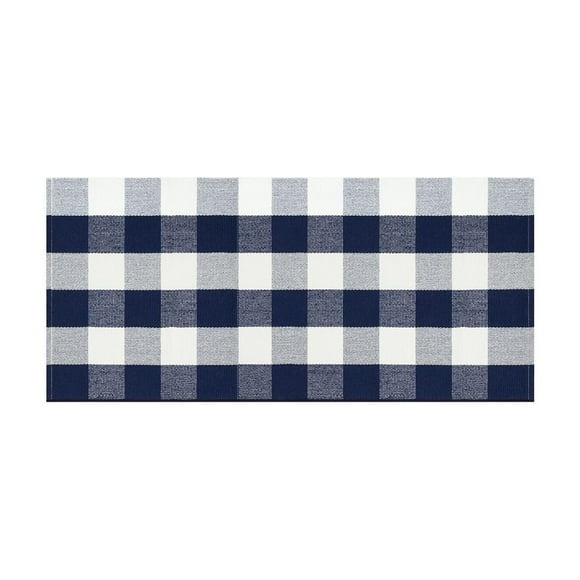Hearth & Gear Tapis de Porche avant Bleu et Blanc à Carreaux Tapis d'Extérieur Lavable Paillasson Superposé pour les Fêtes Tapis de Bienvenue Entrée Chambre Salon. Couverture Jetée Tuftée Couverture pour Pièce Tapis de Repos Joli