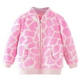thumbnail image 2 of ATOGUTA Girls Zip Up Jacket Polar Fleece Full-Zip Mock Jacket With Pockets for Children Hot Pink, Size 6M-6, 2 of 3