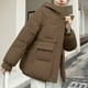 thumbnail image 4 of Parkas de manga larga para mujer, abrigo informal, cómodo, de manga larga, con cremallera y cordón, con capucha y bolsillo, con cordón, 4 of 4