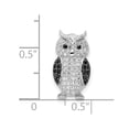 thumbnail image 4 of G & W Sterling Silver Rhodium-plated Polished Black and White CZ Owl Slide Pendant, 4 of 4