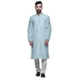 thumbnail image 1 of Atasi Printed Long Kurta For Men With White Churidar Pyjama Set Traditional Wear, 1 of 1