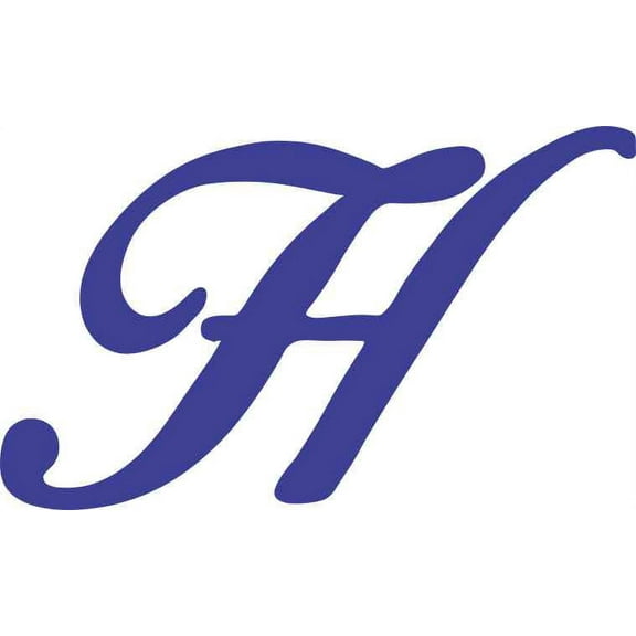 5in x 3in Blue Cursive H Monogram Sticker Fancy Vinyl Vehicle Stickers