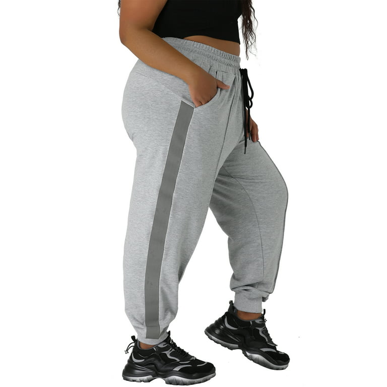 MODA NOVA Juniors' Plus Size Sweatpants Elastic Waist Jogger Pants Light  Gray 2X