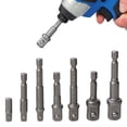 thumbnail image 2 of MYG Drill Socket Adapter 1/4in Hex Shank Extension bar For Impact Driver 1/2 3/8 1/4, 2 of 7