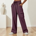 thumbnail image 2 of BODOAO Cargo Sweatpants for Women Jogger Pants Casual Baggy Trousers Athletic Long with Pockets Trendy High Waist Loose Sports Pants Comfortable Jogging Trousers Purple S, 2 of 5