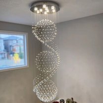SEFINN FOUR 9 Height 79 inch Diameter 24 inch High Ceiling Light Modern Crystal Chandelier