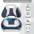 thumbnail image 3 of NORTHCAPTAIN Premium Pontoon Captain's Chair Sport Flip Up Boat Bucket Seat with Boat Seat Cover,White/Navy Blue, 3 of 6