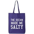 thumbnail image 1 of The Ocean Made Me Salty Cotton Canvas Tote Bag, 1 of 1