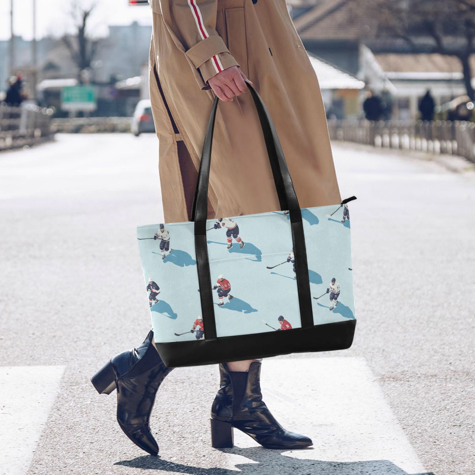 FORMRS Laptop Tote Bag for Women with 15.6" Computer Compartments Handbag, Blue Ice Hockey