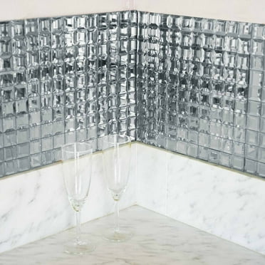 Efavormart Pack of 10 - 12"x12" Silver Peel and Stick Backsplash Mirror Wall Tiles