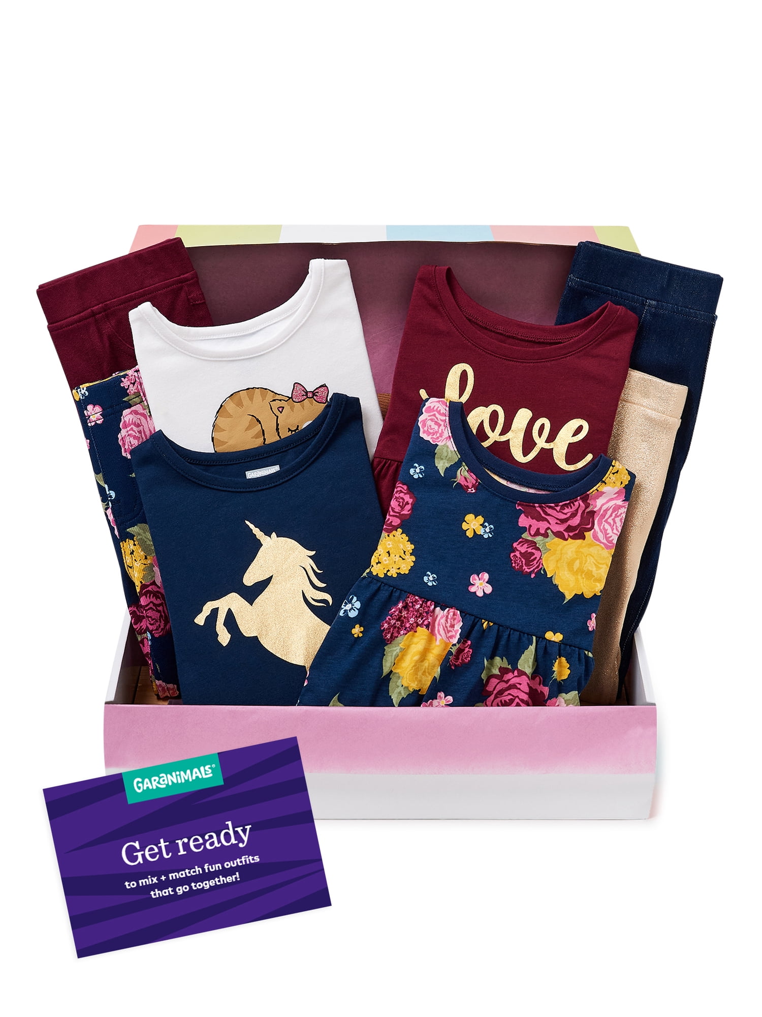 Garanimals Toddler Girls’ Mix & Match Outfits Kid-Pack, 8-Piece, Sizes 12M-5T