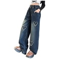 thumbnail image 3 of Gvdentm Kids Jeans for Girl 4-16 Girls Wide Leg Jeans Kids Fashion Elastic Waist Denim Pants with Pockets(Blue,4-5 Years), 3 of 9
