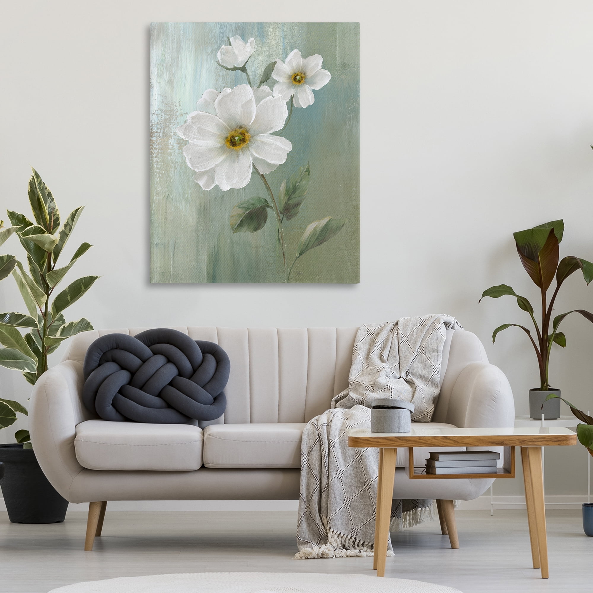 Stupell Industries Blooming White Blossoms Plants & Flowers Painting Wrapped Canvas Art Print Wall Art, 36 x 48