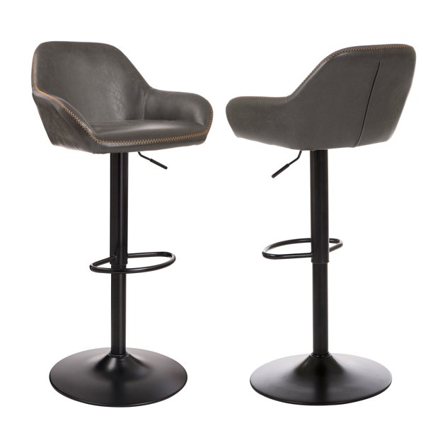 Glitzhome Llc Glitzhome Mid Century Leatherette Adjustable Bar Stool Set Of 2 Walmart Com Walmart Com