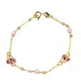 thumbnail image 2 of 18KT Yellow Gold Pink Enamel Butterfly with Pink Stones Bracelet 5.5 inches, 2 of 3