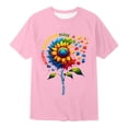 thumbnail image 4 of Girls Tops Autism Awareness Short Sleeve Ribbed Tee Casual Girls Clothes Pink 7-8 Years, 4 of 4