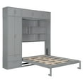 thumbnail image 4 of Queen Size Murphy Bed Wall Bed with Wardrobe and Bookshelves, Multi-Functional Murphy Cabinet Bed, Queen Foldable Platform Bed for Office Guest Room, Gray, 4 of 9