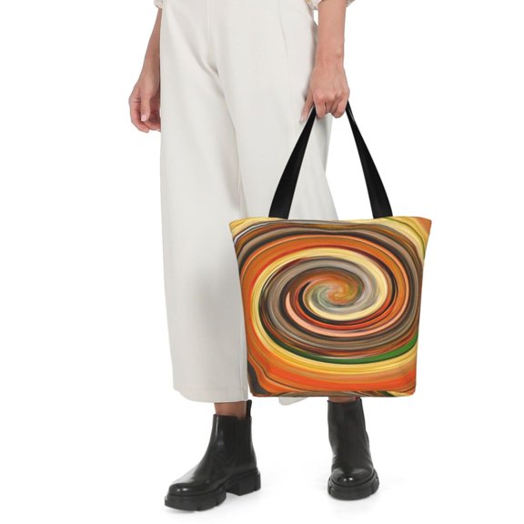 Horeoi Colorful Swirl Print Shoulder Bag for Women Large Capacity Zipper Tote for Shopping Beach Travel Gym with Inner Pocket