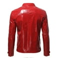 thumbnail image 2 of Men's Fashionable Stand Collar Jacket Slim Fit Zip Short Leather Jacket, 2 of 5