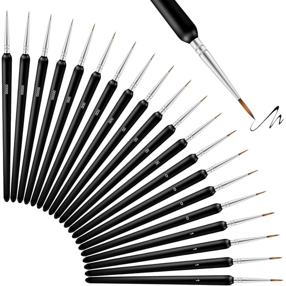 20Pcs Fine Detail Paint Brush Set for Acrylic, Watercolor, Oil, Nail, Models, Crafts