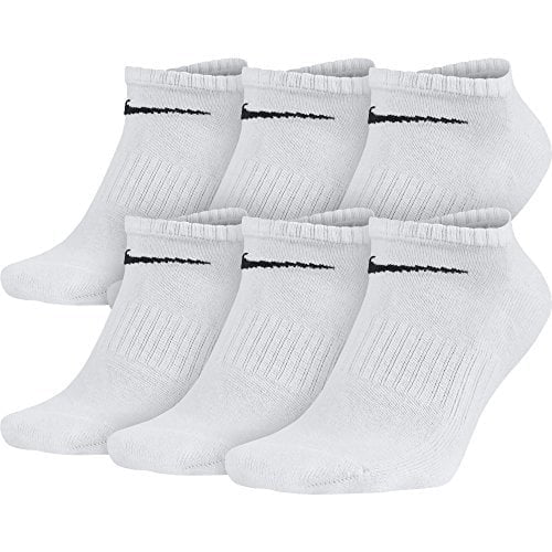 NIKE Unisex Performance Cushion No-Show Socks with Band 6 Pairs, White/Black, Medium