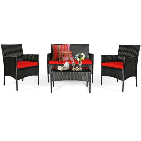 Gymax 4pcs Outdoor Furniture Set Patio Rattan Conversation W Red Cushion Canada - Outdoor Patio Furniture Sold In Canada Gymax 4pcs Outdoor Furniture Set Patio Rattan Conversation W Red Cushion Canada - Outdoor Patio Furniture Sold In Canada